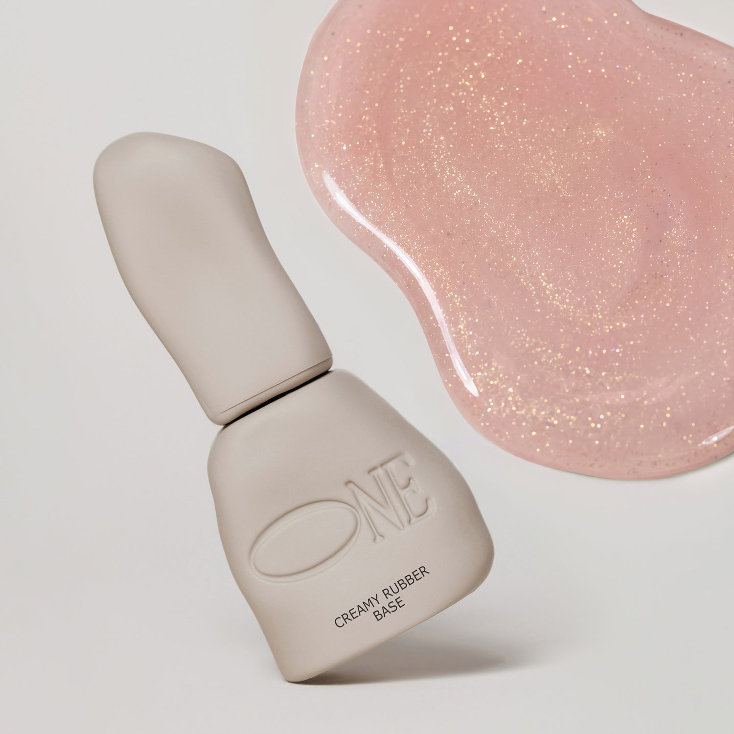 Creamy Rubber Base Soft Light Beige Gold Shimmer