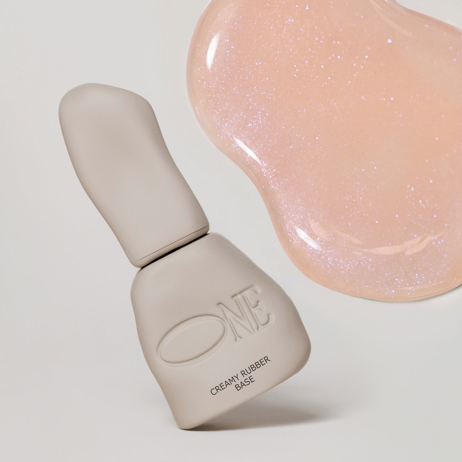Creamy Rubber Base Soft Light Nude Blue Shimmer