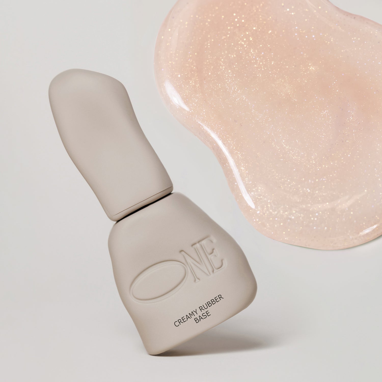 Creamy Rubber Base Soft Light Peach Gold Shimmer