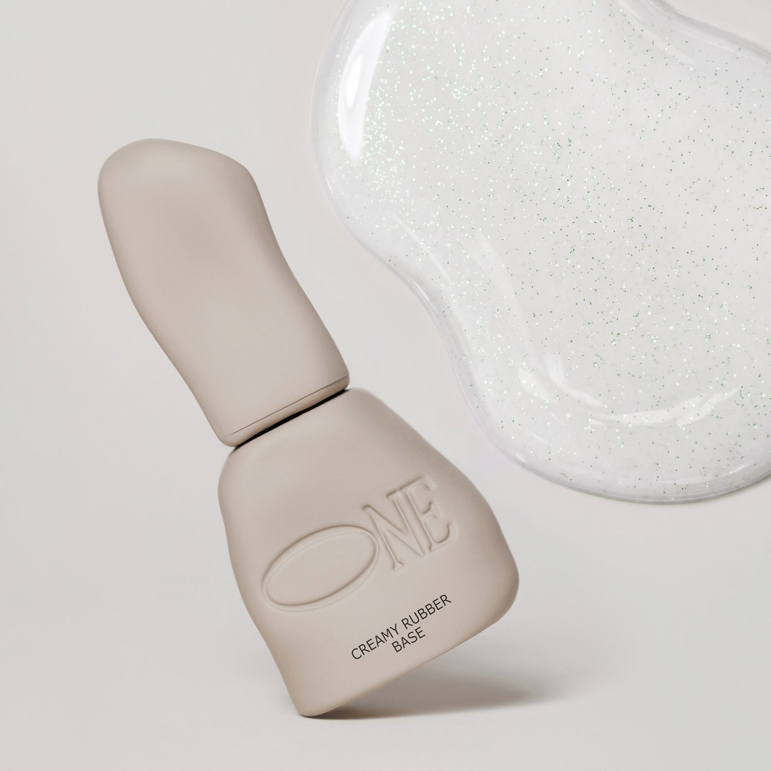 Creamy Rubber Base Soft White Turquoise Shimmer